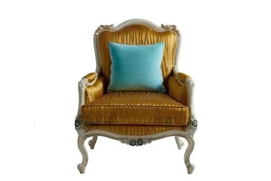 French style light luxury solid wood upholstered armchair European classical villa leisure master chair